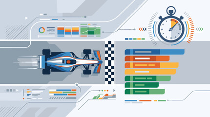 Fototapeta premium An Illustration Of A Race Car On A Final Track