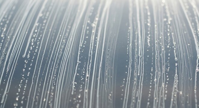 Abstract background of water streaks and droplets on a dark reflective surface.