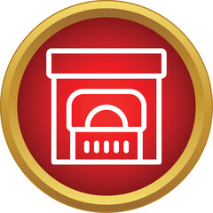 Fototapeta premium Fireplace icon showing logs burning, representing indoor heating and comfort