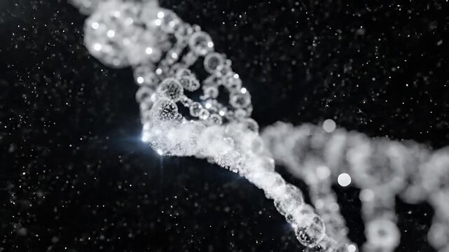 Abstract 3D Rendering of a Glowing DNA Double Helix Structure.
