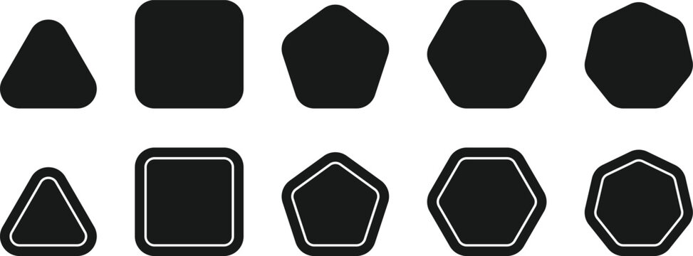 Geometric Shape Vector Icons &ndash; Solid and Outline Polygon Design Set
