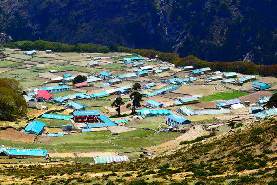 Scenic Phortse Village in Sagarmatha National Park Nepal