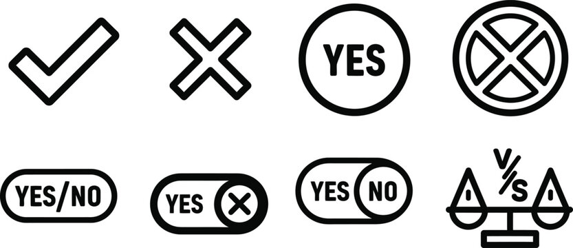 Yes and no decision making icons for business and web interface