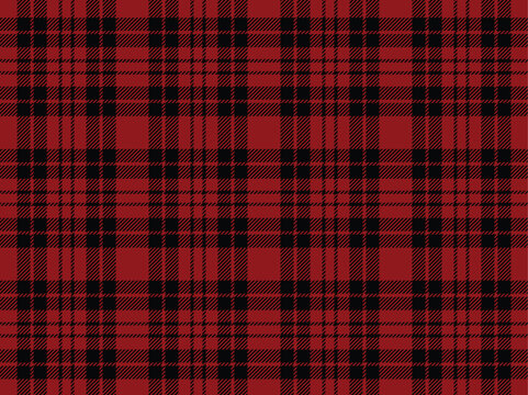 Seamless plaid pattern background, crimson red tartan plaid pattern. Vintage buffalo plaid check fabric texture for clothing design