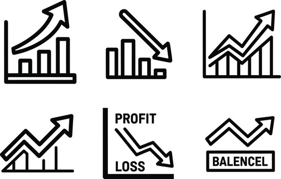 Financial growth and market trend analytics bar chart icons