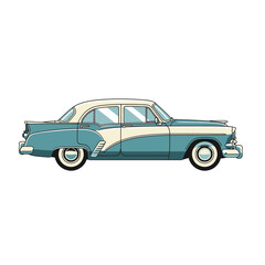 Obraz premium Vintage Illustration of a Classic Two-Tone Sedan Car on White