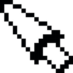 Fototapeta premium Arrow cursor volume shape pixel art vector icon, black outline computer mouse pointer, tap press, click for web app game