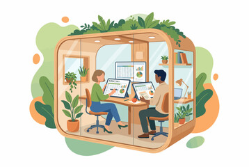 Naklejka premium Couple Planning Mortgage and Family Financial Goals in Eco Workspace