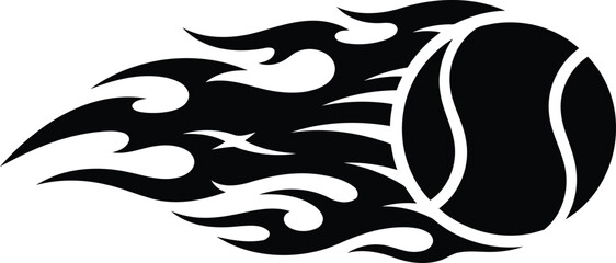 Flaming tennis ball with fire trail graphic design vector illustration © SEMA