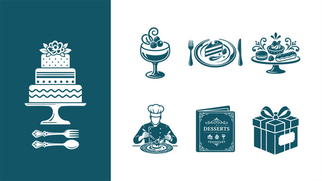Dessert and Bakery Vector Icon Set