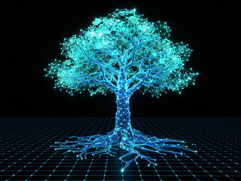 Digital Technology Tree with Network Connection