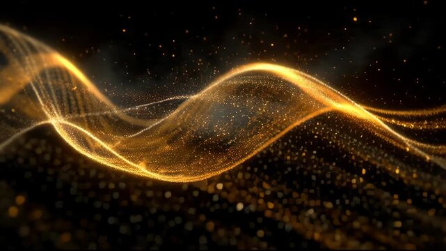 Golden Particle Wave Abstract Background