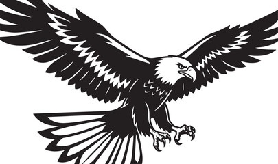 Obraz premium Flying Eagle Silhouette Vector Illustration on White Background
