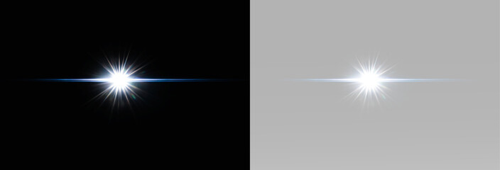 Fototapeta premium Vibrant glowing optical flare with sparkling star rays and radiant light burst for modern visual design, overlay star