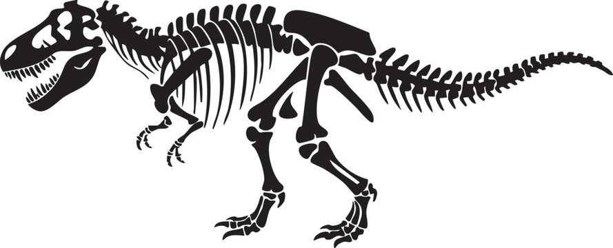 Tyrannosaurus Rex Skeleton Silhouette Vector Illustration
