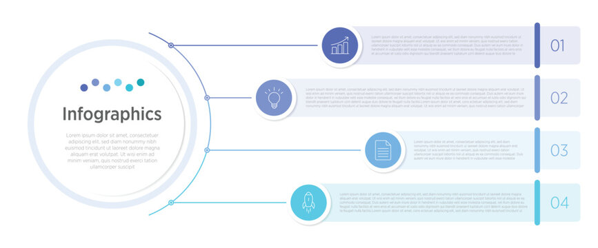 A modern infographic design featuring 4 distinct circular styles, ideal for presenting processes, comparisons, or key data points in a clear and visually engaging way.