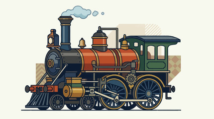 Vintage Steam Locomotive Train Engine Side. © croc
