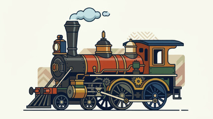 Vintage Steam Locomotive Train Engine Side. © croc