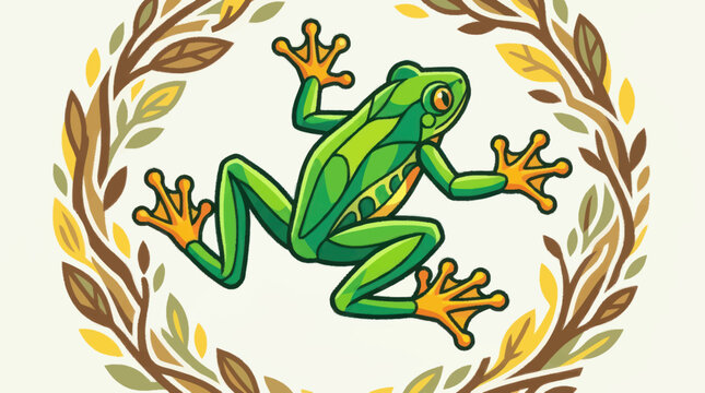 Green Frog Amphibian Animal Illustration.