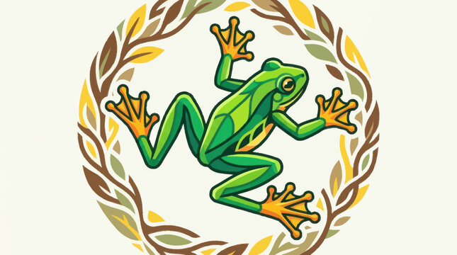 Green Frog Amphibian Animal Illustration.