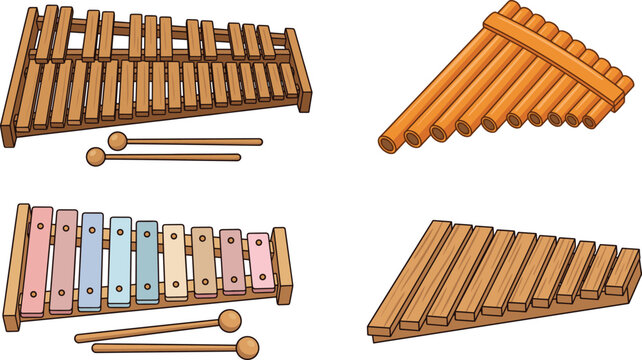 Wooden Xylophone and Pan Flute Icons