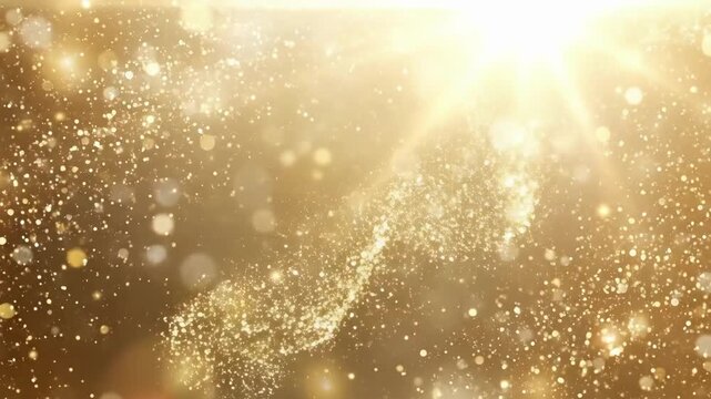 Shimmering gold bokeh lights background with bright sparkles and glittering patterns