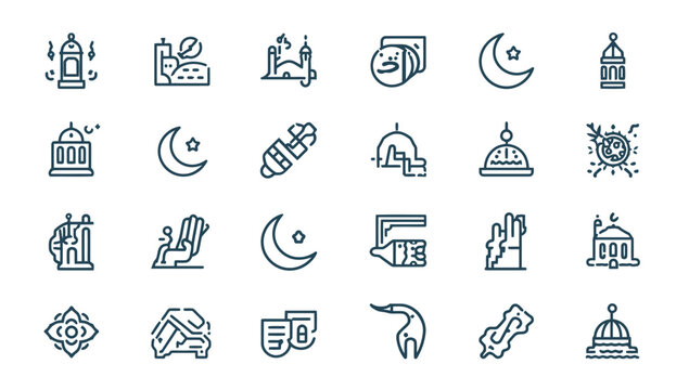 Islamic Symbols and Mosque Icons.