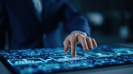 Fototapeta premium Business professional using a digital touchscreen for data management