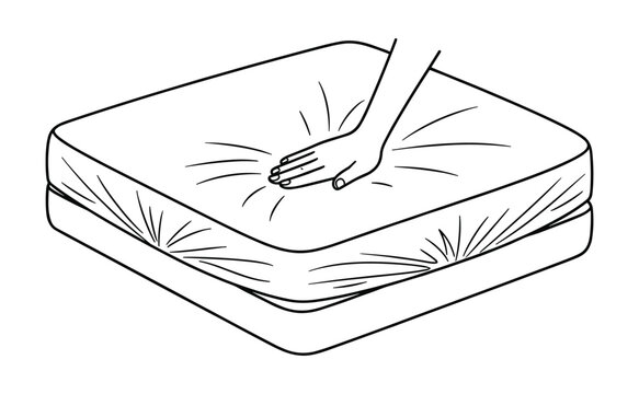 Hand pressing down on comfortable foam mattress to demonstrate softness and quality support.