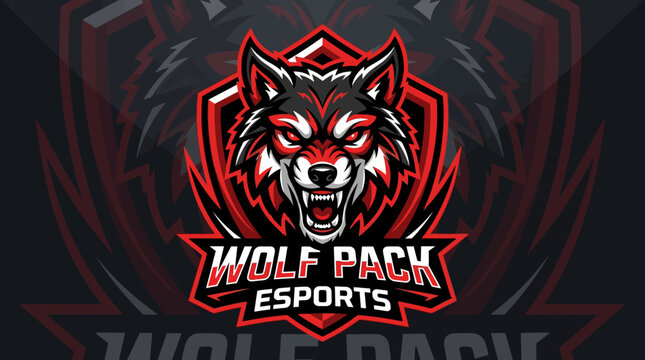 Aggressive Wolf Pack Esports Logo Design.