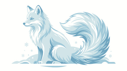 Elegant Arctic Fox Illustration with Fluffy Tail. © satu