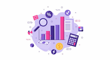 Obraz premium Business Data Analysis and Financial Growth Flat Vector Illustration