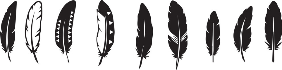 Black feather icons set © NasimaAktar