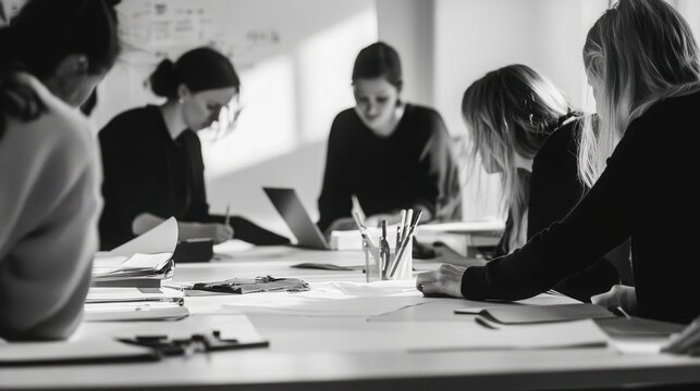 People working together at a table in a meeting room