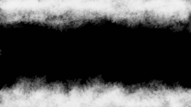 Seamless Looping White Smoke Border Frame Overlay on Black Background Atmospheric