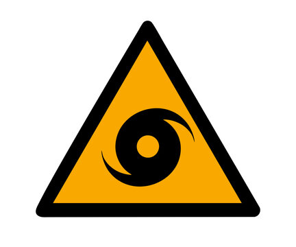 W085 ISO 7010 Typhoon/hurricane/cyclone zone sign illustration on transparent background. 

