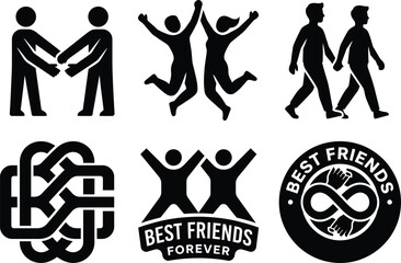Obraz premium Set of black and white friendship icons and badges for designs