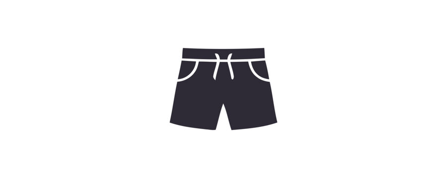 Silhouette of black athletic shorts with white drawstring and trim