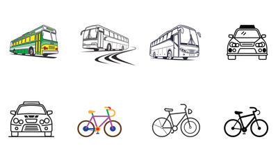 Naklejka premium Green and yellow bus illustration isolated on white background depicting public transport.
