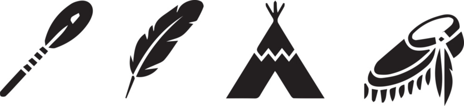 Black icons of native american objects