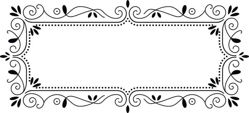 ornamental frame border with vintage filigree corners and scrolling vines for decorative design
