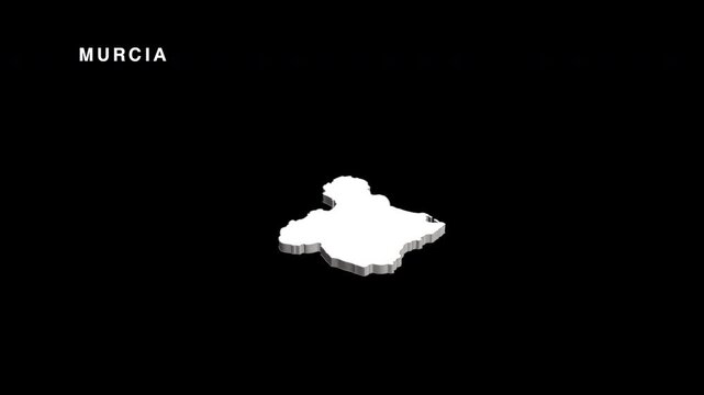Region of murcia map spinning on a black background