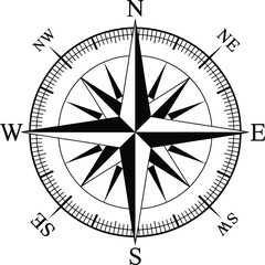 compass rose navigation map icon with directional ticks and classic nautical star design © AIcon Star