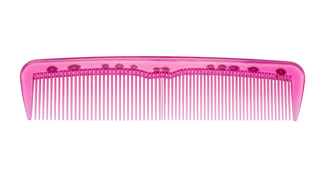 Pink hair comb isolated on a transparent background