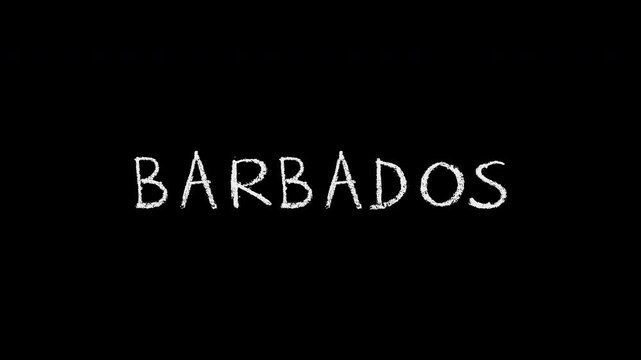 Barbados handwritten text animation on black background