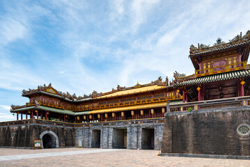 Fototapeta premium Hue Imperial Royal Palace in Vietnam. Royal palace of Nguyen dynasty in Hue, Vietnam.