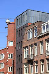 Naklejka premium Jan Everstenstraat Old and New Brick House Facades in Amsterdam, Netherlands