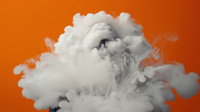 Businessman head covered in thick white smoke motion footage conceptual art representing confusion stress or intense creative mental activity