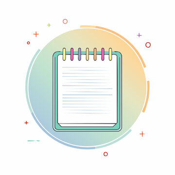 Spiral Notebook Icon with Colorful Binding