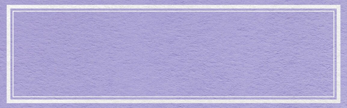 Pastel lavender textured paper background with white double frame border and copy space for website header banner template